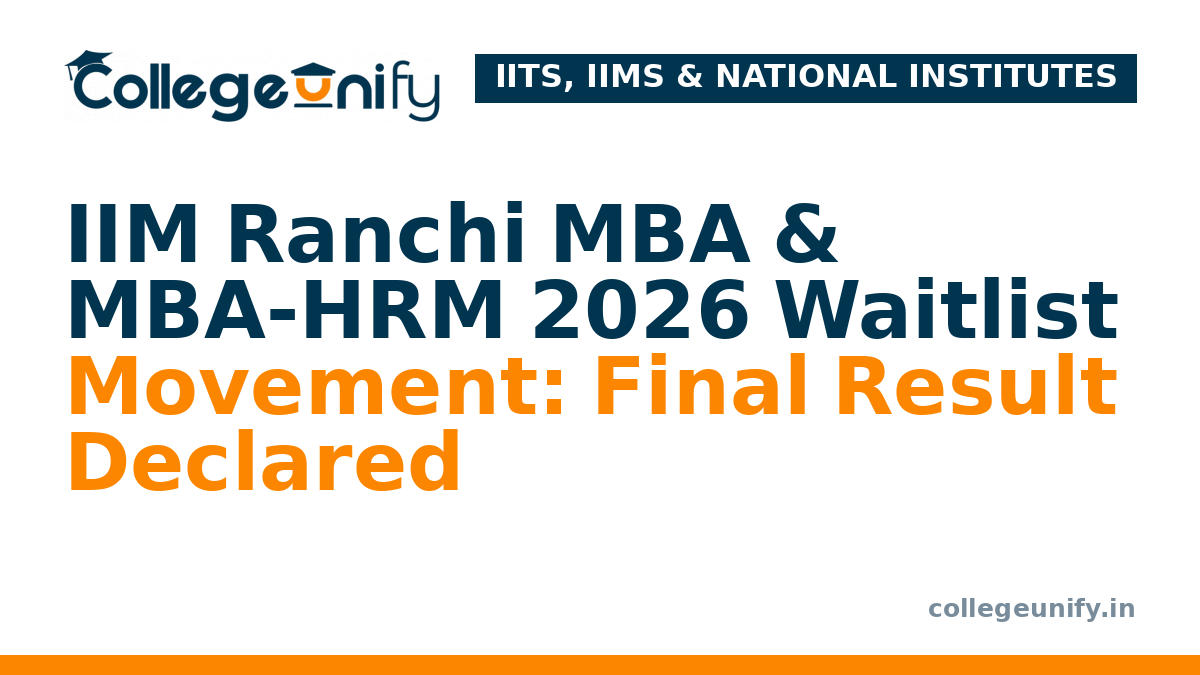 IIM Ranchi MBA & MBA-HRM 2026 Waitlist Movement: Final Result Declared
